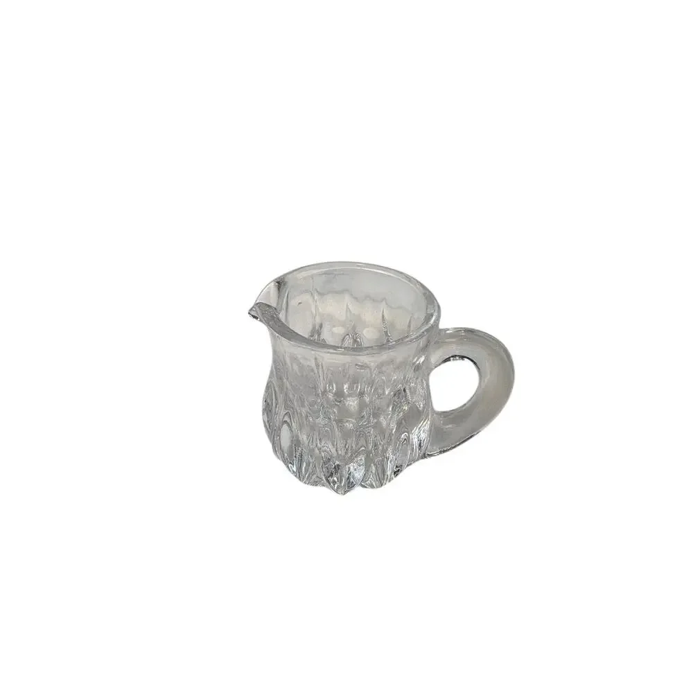 Vintage Clear Glass Individual Creamer with Textured‎ Pattern – Unbranded